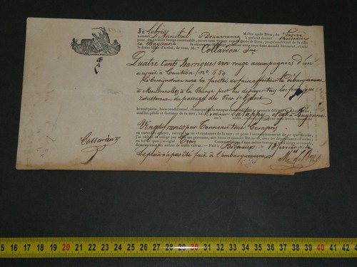 Connaissement Maritime 1834, de Bordeaux à Bayonne 400 barriques de vin rouge - Photo 3 sur 7
