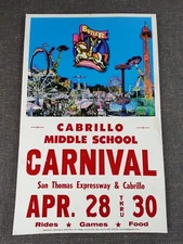 Carnival Fair Cardboard Poster Cabrillo Middle School CA Butler Amusement