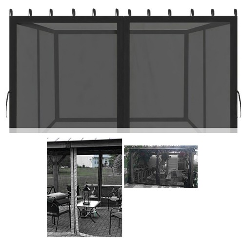 Universal Outdoor Patio Gazebo Mosquito Netting 4-Panel Sidewall Curtain Zippers - Picture 2 of 13