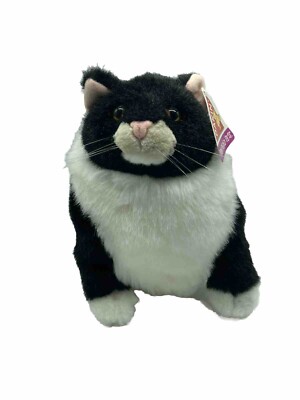 Vintage DAKIN-Applause Big Daddy Fat Cat Black White Plush Pampered Pets, NWT