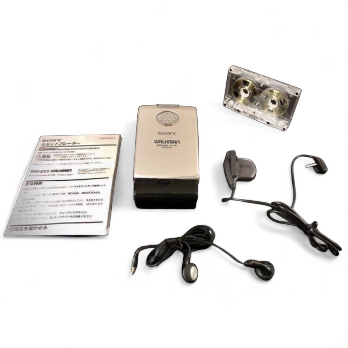 SONY カセットプレーヤー WALKMAN WM-EX5 Sony Walkman WM-EX5 Silver Cassette Player Full Set Confirmed