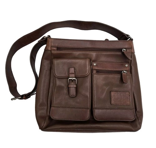 Relic Leder Umhängetasche Utility Style Taschen Vintage braun verstellbarer Riemen