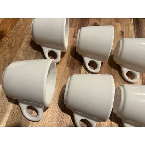 See Of 6 Vintage Buffalo Restaurant China Coffee Mugs With Handles - White EUC - Picture 9 of 10