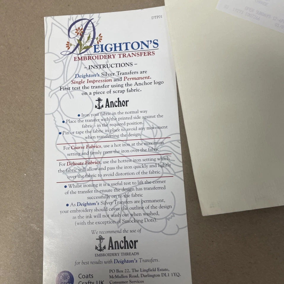 Vintage Deightons Embroidery Transfers Anchor x3 Liberty London 1998 Floral Bird - Image 3 of 4