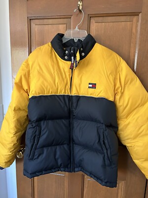 ジャケット・アウター 90s OLD GAP Yellow Down Jacket Vintage 90s GAP Windbreaker, Size L 1990s Color Block Yellow