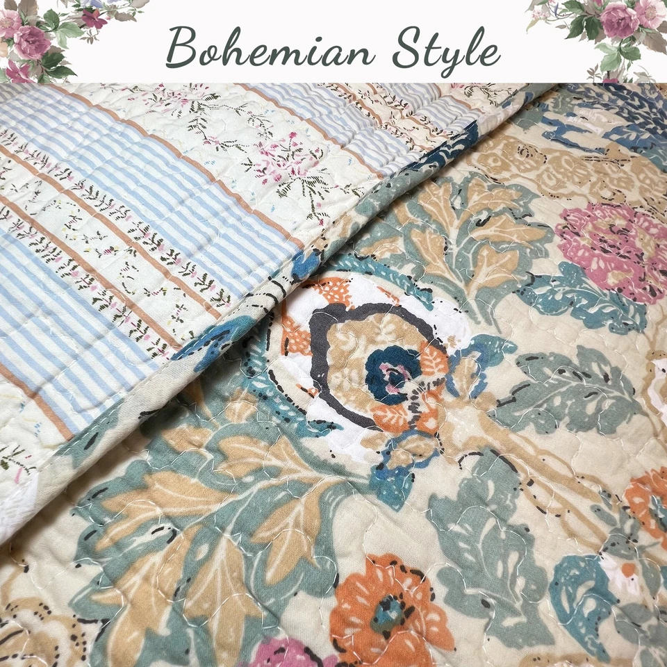 Pylle Hill Floral Reversível 100% Algodão 3 Peças Conjunto de Colcha, Colcha, Cobertor - Imagem 2 de 4