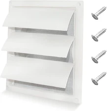 6'' Louvered Dryer Vent Cover 8" X 8" outside Dimensions for Exterior Wall Vent