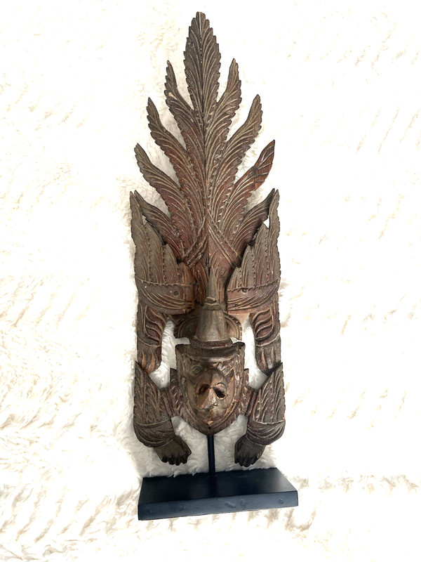 Very Rare Burma Carved Wood Flying Garuda - 19th century