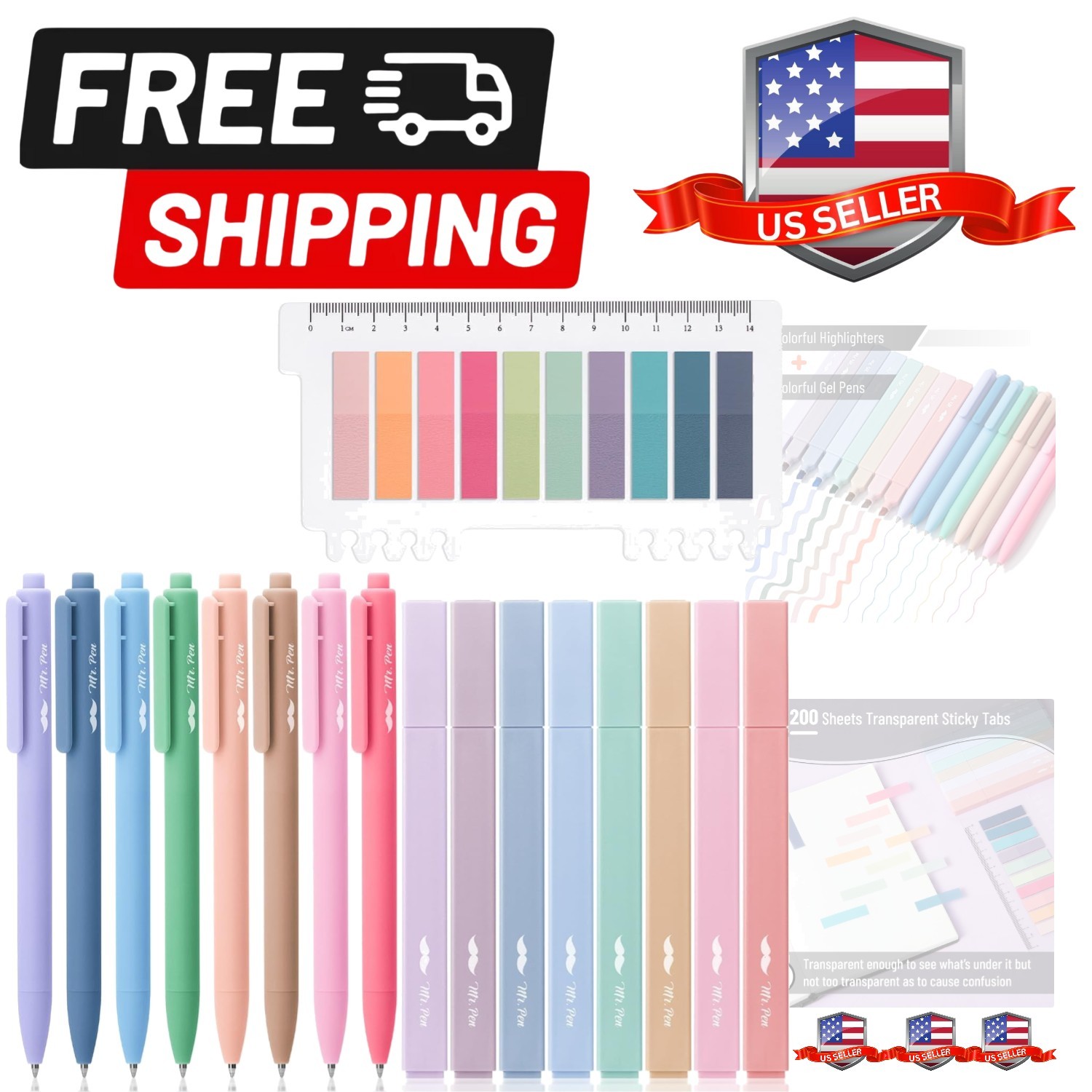 And Pen Set, 16 Pack, 200 Sheets Transparent Stic...