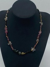 Collier tourmaline multicolore – Pierres naturelles facettées – Vintage boh