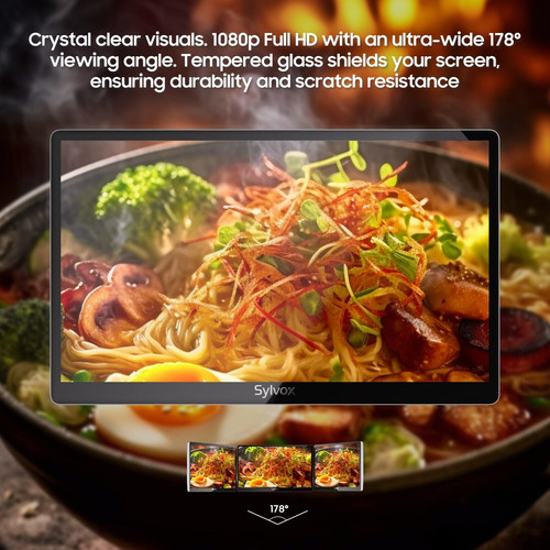 15.6" Under Cabinet TV 12-Volt TV Small Kitchen TV 90° Flip Down ±45° Rotatable - Picture 4 of 9
