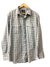Men  s Wrangler Blue Plaid Long Sleeve Pearl Snap Front Shirt Sz XL