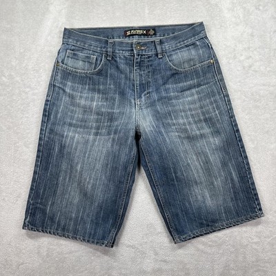 Avirex Jean Shorts Mens 34 Blue Relaxed Fit Bermuda Denim Medium Wash Casual