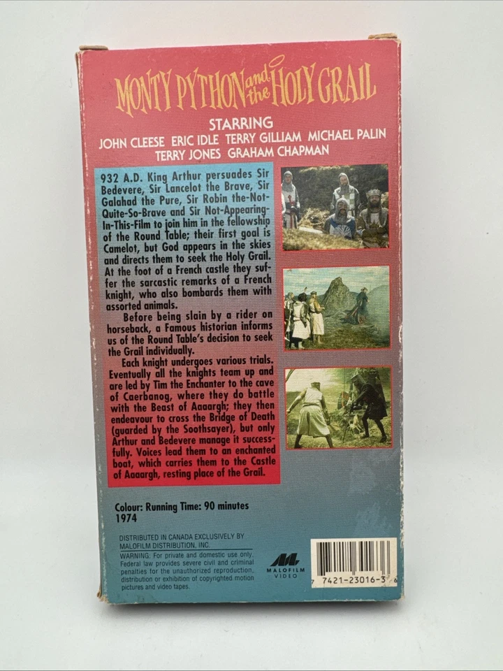 Monty Python And The Holy Grail VHS 1975 1991 Release Cult Classic Comedy OOP FS - Image 2 of 4