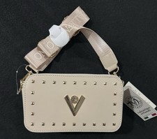 Valentino Orlandi Studded Cream Crossbody Bag Gold V Logo Camera Bag Italy NWT