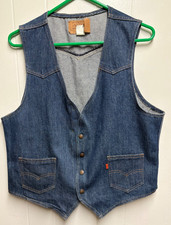 USA Made 1970-80's era Levi's Denim Vest 4 snap 60508-0916 Orange Tab Sz L