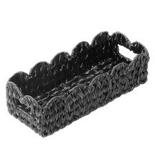 Black Toilet Basket,Scalloped Wicker Basket for Toilet Paper Storage,Small Sl...