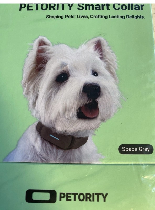 Petority Smart Pet collar Large Gray  GPS. Tracker Health Monitor