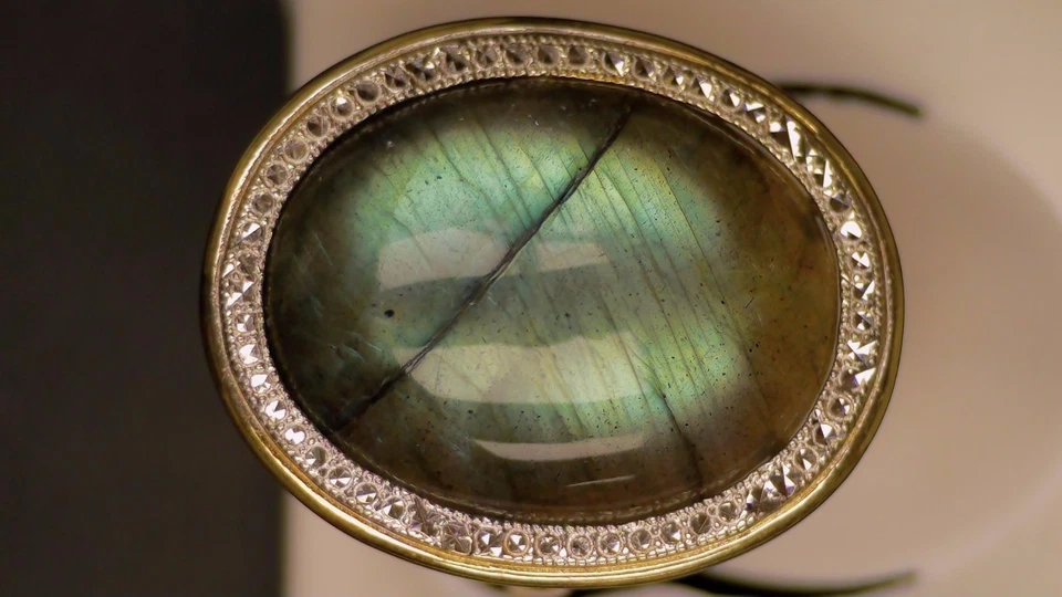 Anillo de oro de 14k de labrodorita con piedras preciosas naturales de 13 quilates talla 6 Foto 3 de 4