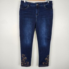 Chico's Perfect Stretch Girlfriend Slim Leg Ankle Jeans Womens Size 2 US 12 Blue