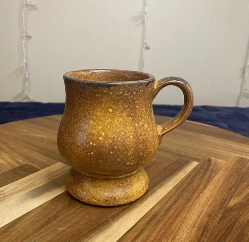 Vintage Canyon Mesa Brown McCoy Pottery Pedestal Footed Coffee 14oz Mug USA