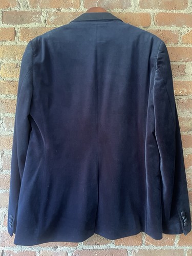 Zara Men’s Navy Velvet Tuxedo Blazer w/ Shawl Collar Sz 44R *see description - Picture 2 of 15