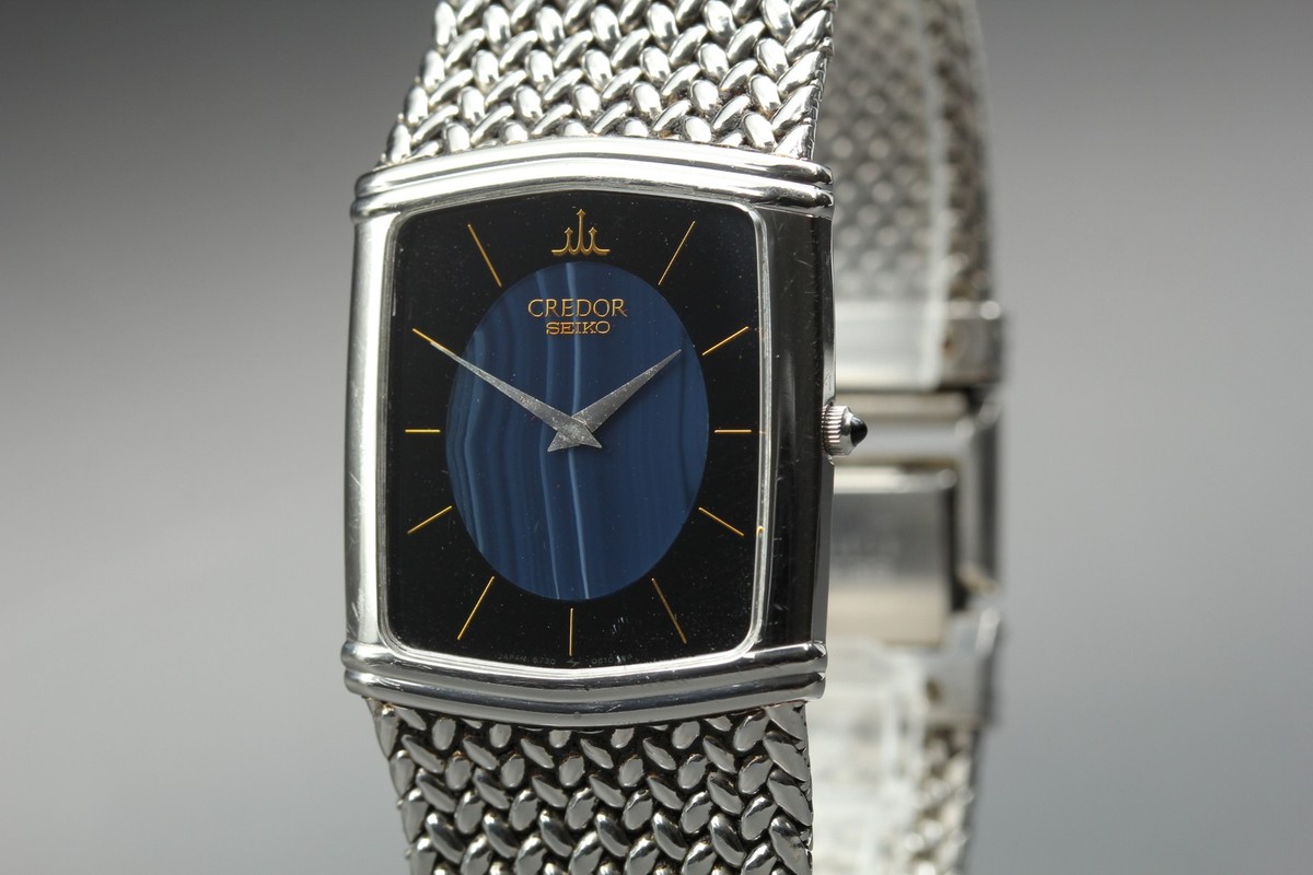 Near MINT] SEIKO Credor 6730-5330 Blue Dial Qz Men's Watch Vintage