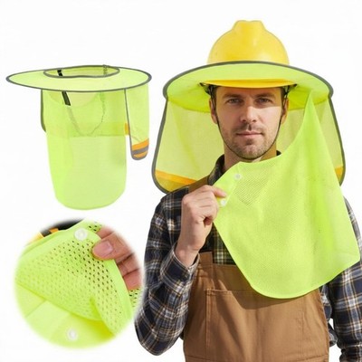 Hard Hat Sun Shade w Neck Cover Reflective Visor