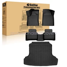 TPE Floor Mats Liners / Trunk Cargo Liner Set For 2013-2018 Nissan Altima Black