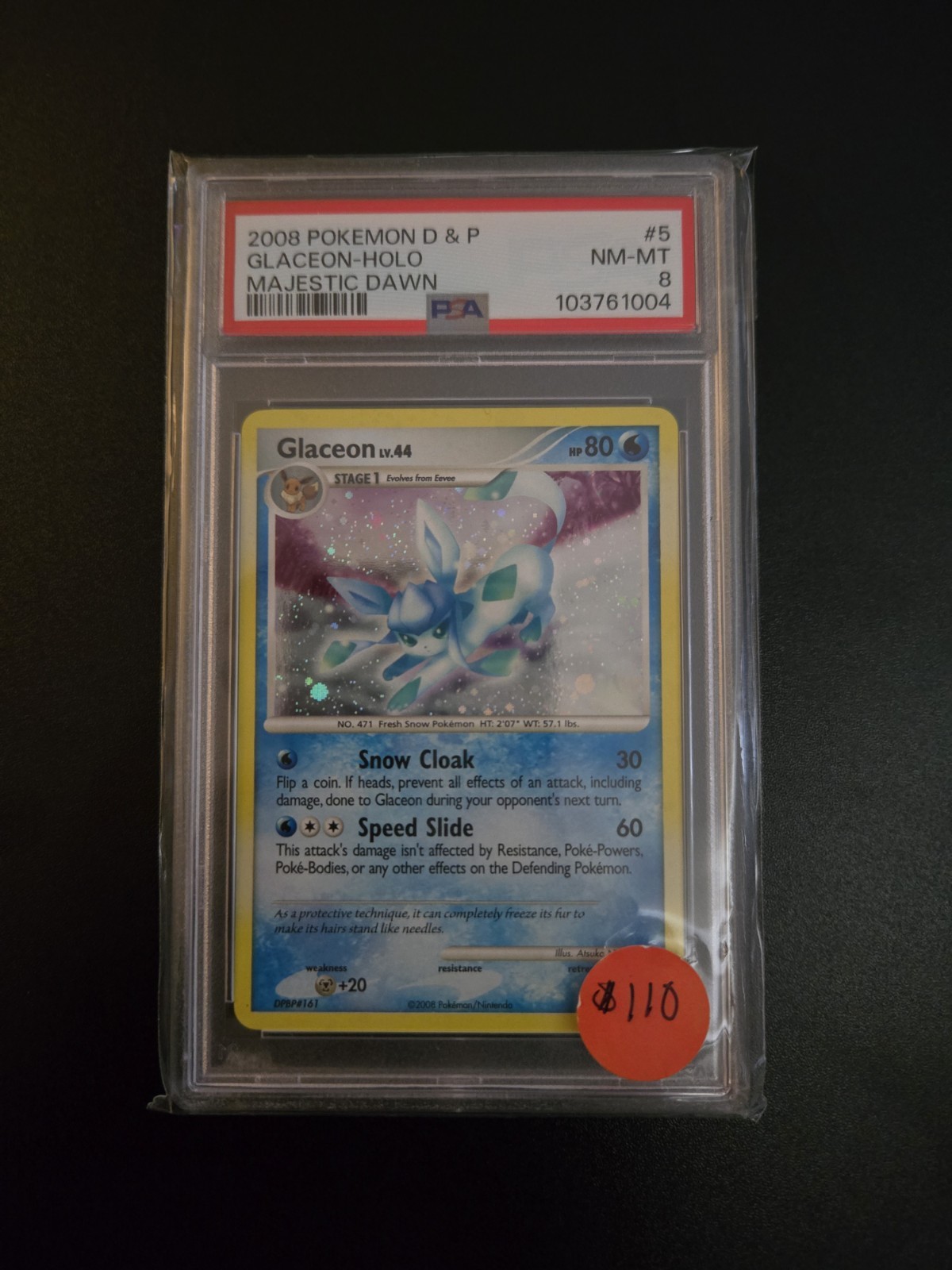 Glaceon 5/100 Majestic Dawn Holo PSA 8