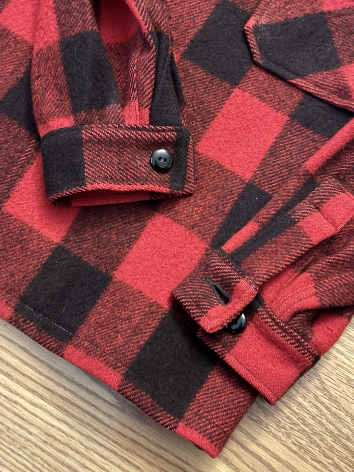 Vtg 50s Chippewa Red Plaid Lumberjack Wool Shirt Jac Men’s Small Jacket Nr Mint - Image 4 of 4