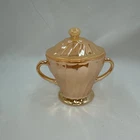 VTG Anchor Hocking Fire King Peach Luster Shell Pattern Sugar Bowl With Lid EUC