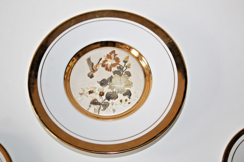 Assiette japonaise vintage art chokin bordé or 24 carats 3 ORIGINAL - Photo 7/11