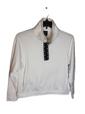 Nike Womens Half Zip w/ Collar Long Sleeve White Sweatshirt BV4966-100 Sz Med