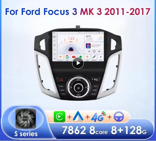 AUTORADIO GPS 9" Ford Focus Android 13 Wi-Fi 4G Auto Carplay DSP USB 8GB+128