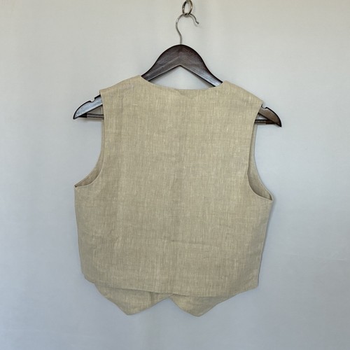 Dissh Banks Linen Vest Natural Size 4 Small NWT Sleeveless V-Neck Button-Up - Picture 2 of 6