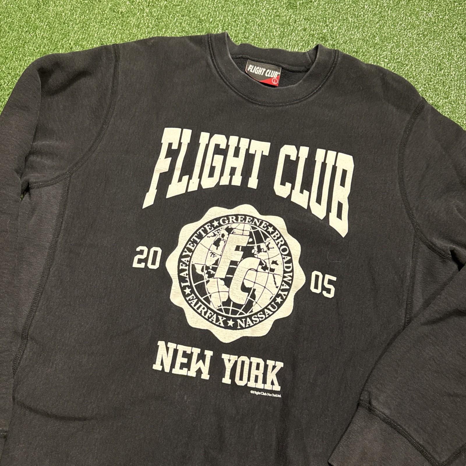 FLIGHT CLUB CREW NECK BLACK Jordan Sneaker Supreme Rare Size Large thumbnail 2