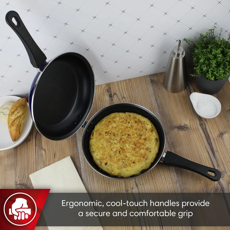 Stylish 9 Inch Blue Vitrified Steel Saute Fry Pan with Non Stick Coating - Image 4 of 4