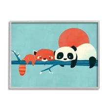 Pandas on Branch Framed Giclee Art by Jay Fleck