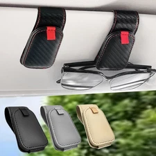 Sunglass Holder for Car, 2 Pack Car Sunglass Holder Visor Clip Magnetic Leather