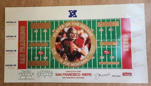 Joe Montana 49ers Player Of The Decade Litho Signed 787 of 2000 limited edition