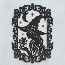 Witch Silhouette Halloween Decoration, Gothic Witchy Home Decor Spooky Accessory