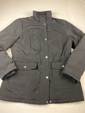 London Fog Jacket Coat Quilted Mid Length Black Plaid Lining Women  s Medium