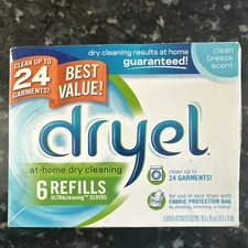 Dryel Dry Cleaning At Home 6 Refills Ultra Cleaning Cloths Clean Breeze