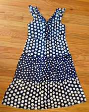 NWT Ann Taylor LOFT Petites Navy Blue White Polka Dot Maxi Dress XS XSP