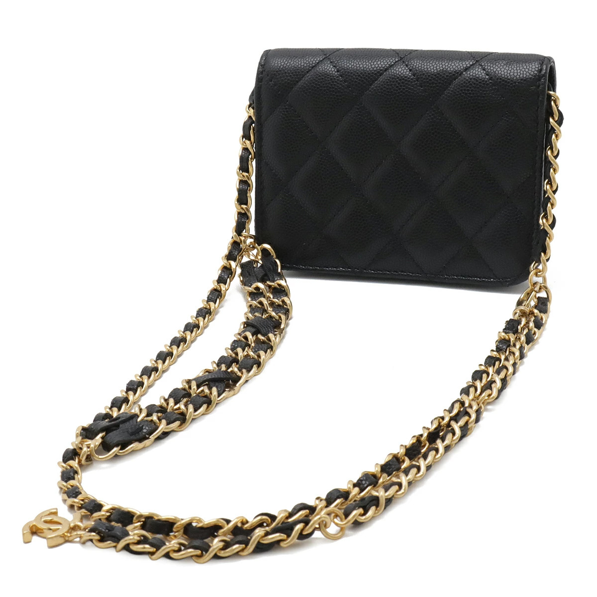 Chanel Matelasse Coco Belt Bag Chain Mini Pouch Leather Black r0_0405 image 2