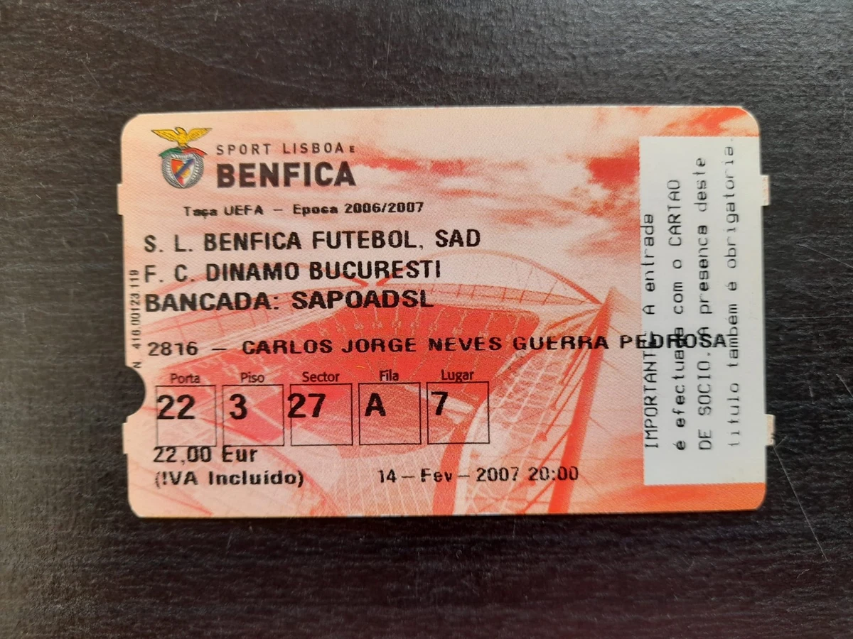 Ticket D'entrée Match De Foot – Roma Vs Benfica – Coupe UEFA – Mars 1983