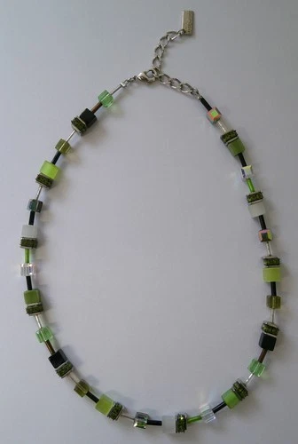 Coeur De Lion GeoCube Necklace Green Mixed Colour (BTR)
