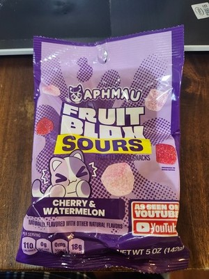 NEW! FRUIT BLOX SOURS APHMAU CHERRY & WATERMELON, 5 OZ BAG