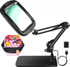 10X 30X Extra Large Magnifying Glass with Light and Stand 7-Inch